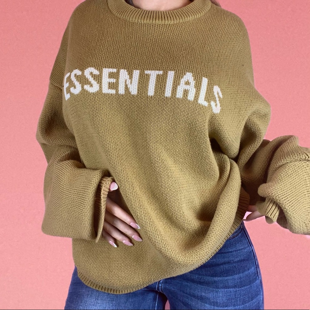 Essentials Khaki Green Knitted Sweater AUTHENTIC